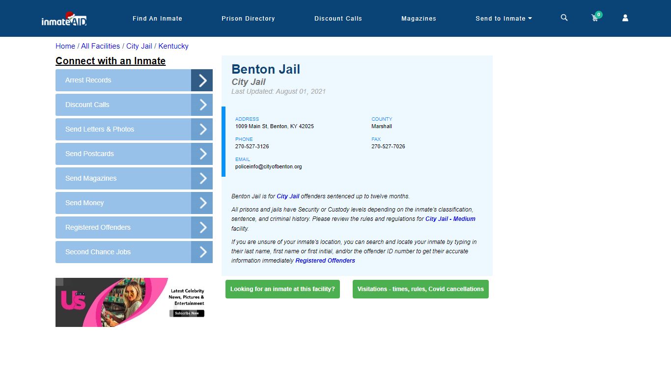 Benton Jail | Inmate Locator